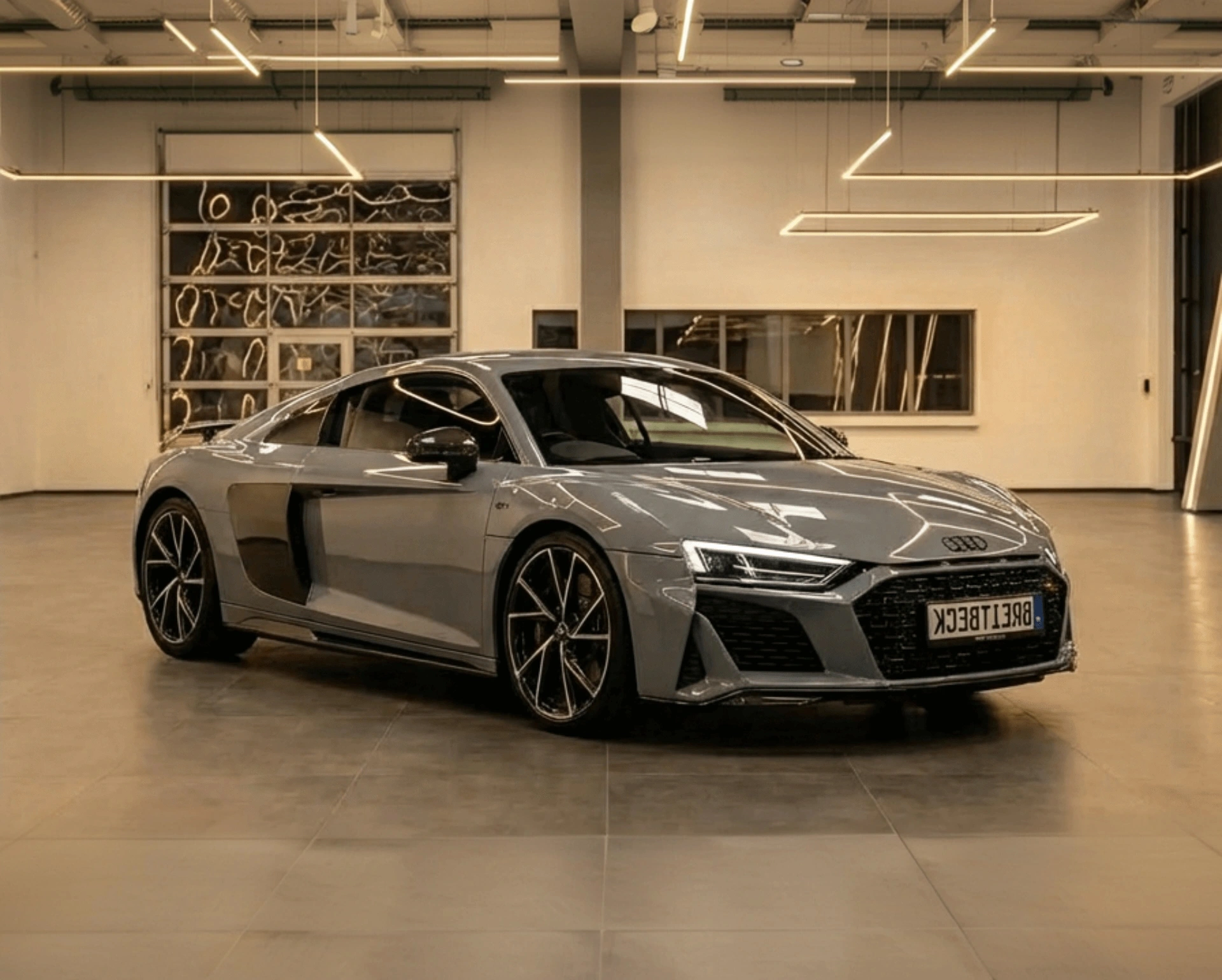 Audi R8 Sportwagen in Schwarz, Frontansicht